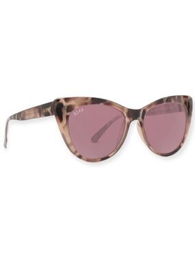 DIFF Eden Sunglasses Blush Tortoise Frame Wine Lenses Cateye NWT